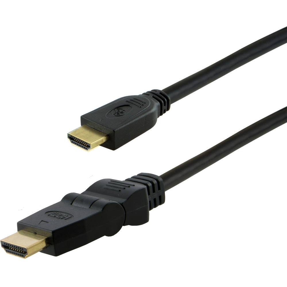 GE 6 ft. Cord Gold Plated HDMI Cable 180 Swivel Black 35051