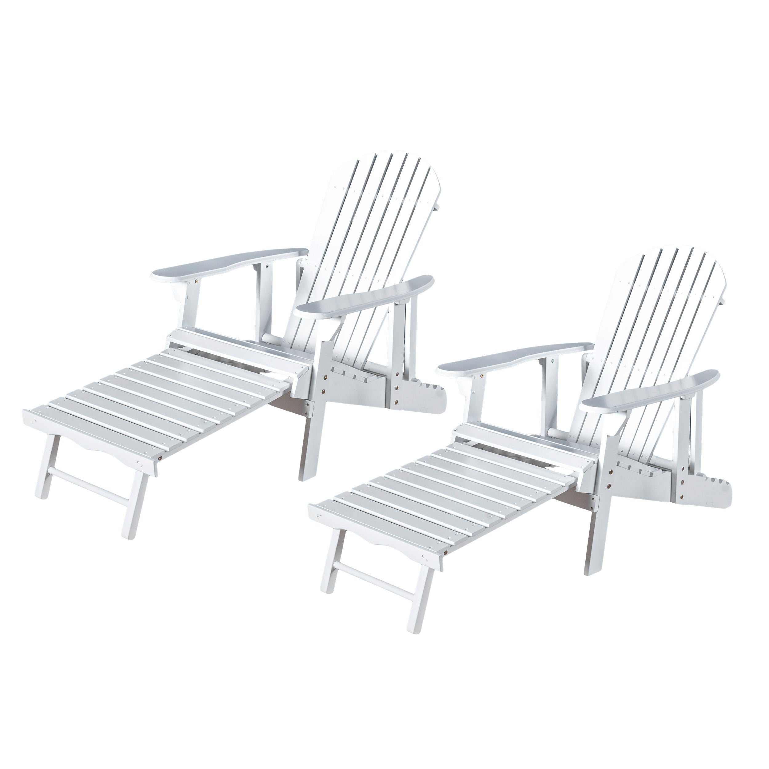 Katherine Outdoor Acacia Wood Adirondack Recliner With Pull Out Footrest