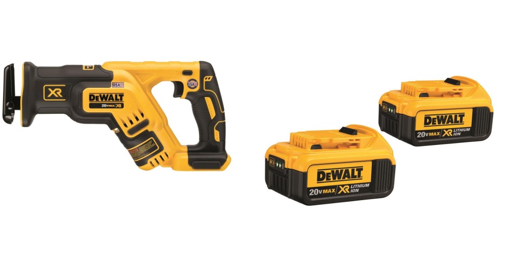 DEWALT 20V MAX Compact Reciprocating Saw and Premium XR Battery 2pk Bundle DCB204-2-DCS367B from DEWALT