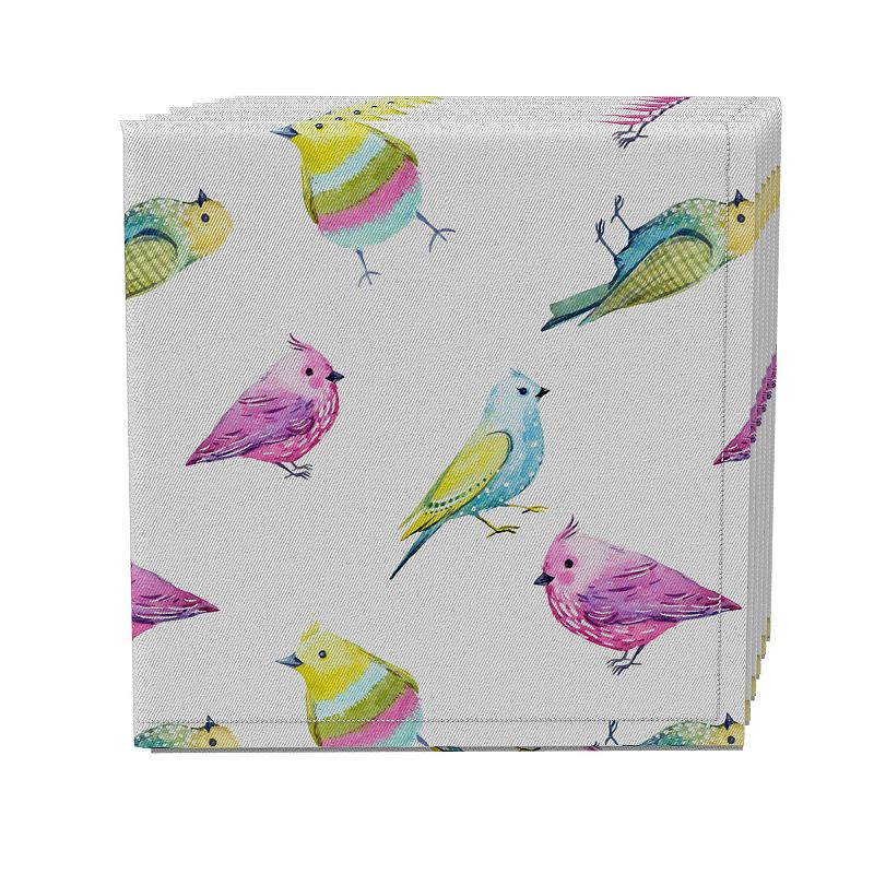 Napkin Set of 4， 100% Cotton， 20x20， Rainbow Birds