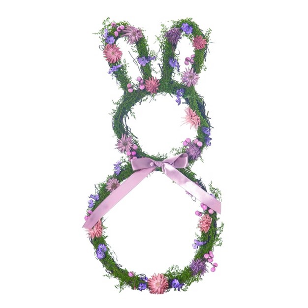 Transpac Natural Fiber 14 96 In Multicolor Easter Wildflower Bunny Shaped Wreath