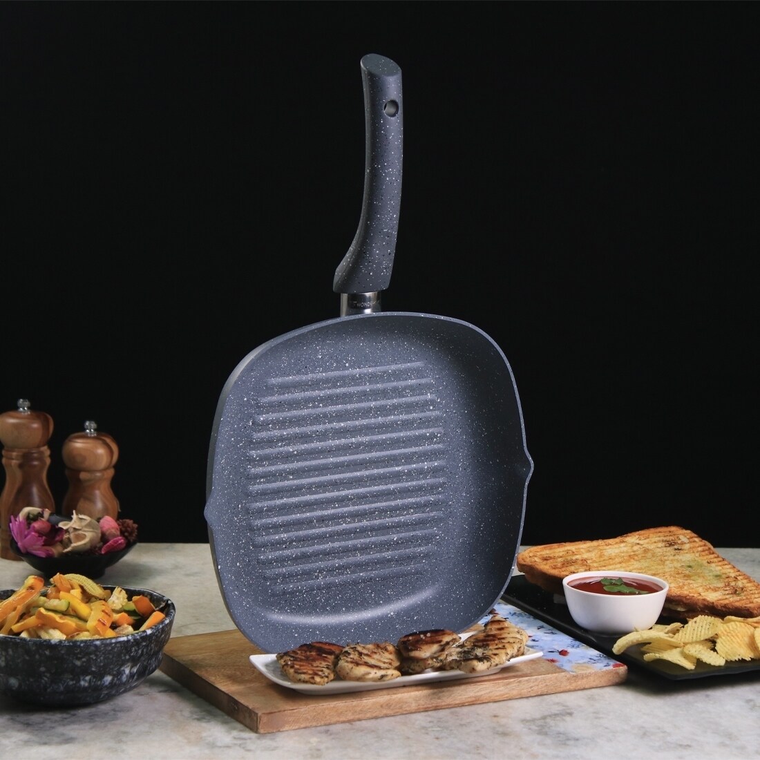 Wonderchef Granite Indian Cooking Grill Pan， 24cm