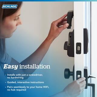 Schlage Camelot Satin Nickel Electronic Encode Plus Smart WiFi Deadbolt with Alarm BE499WB CAM 619