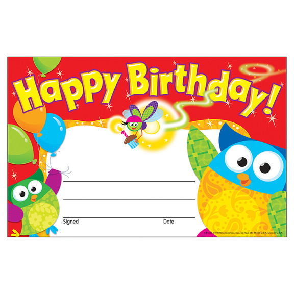 Trend Enterprises T 81044 Happy Birthday Owl Stars...