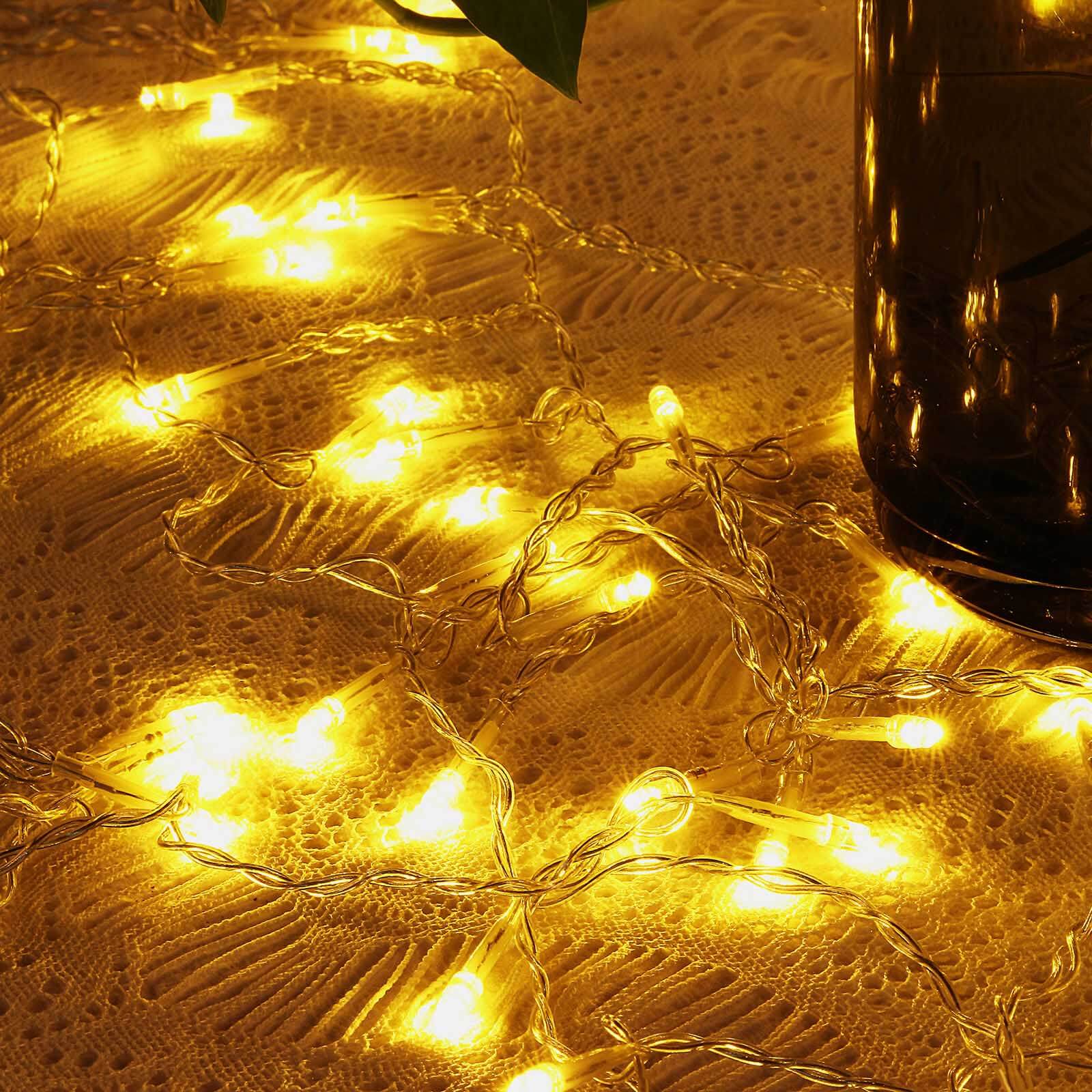 Warm White 300 LED Icicle Curtain Fairy String Lights with 8 Modes 10ft