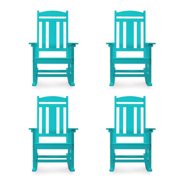 LUE BONA Plastic Outdoor Patio Adirondack Rocking Chairs For Porch Set of 4