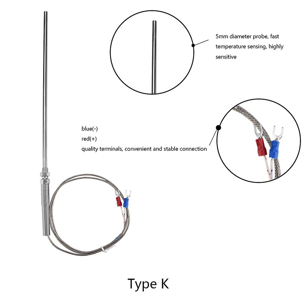 M8 Thread Type K Thermocouple 200mm Probe Temperature Sensor Wire 0-400 (1 M)