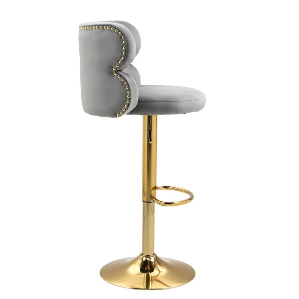 Height Adjustable Upholstered Barstools with Ergonomic-Sesigned Backrest and Footrest