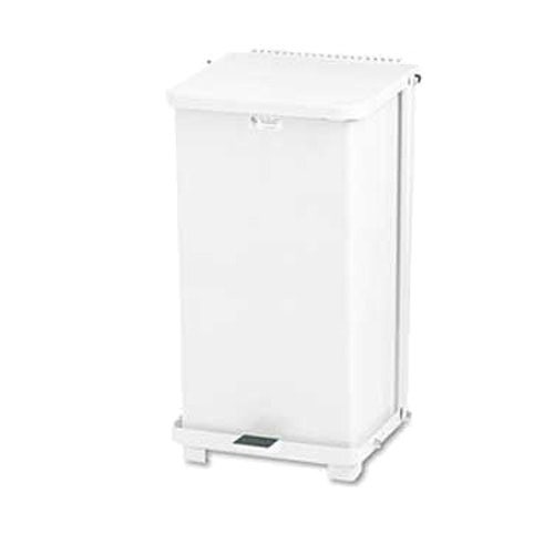 Rubbermaid FGST24EPLWH Defenders Square 13-Gallon Step Trash Can， White