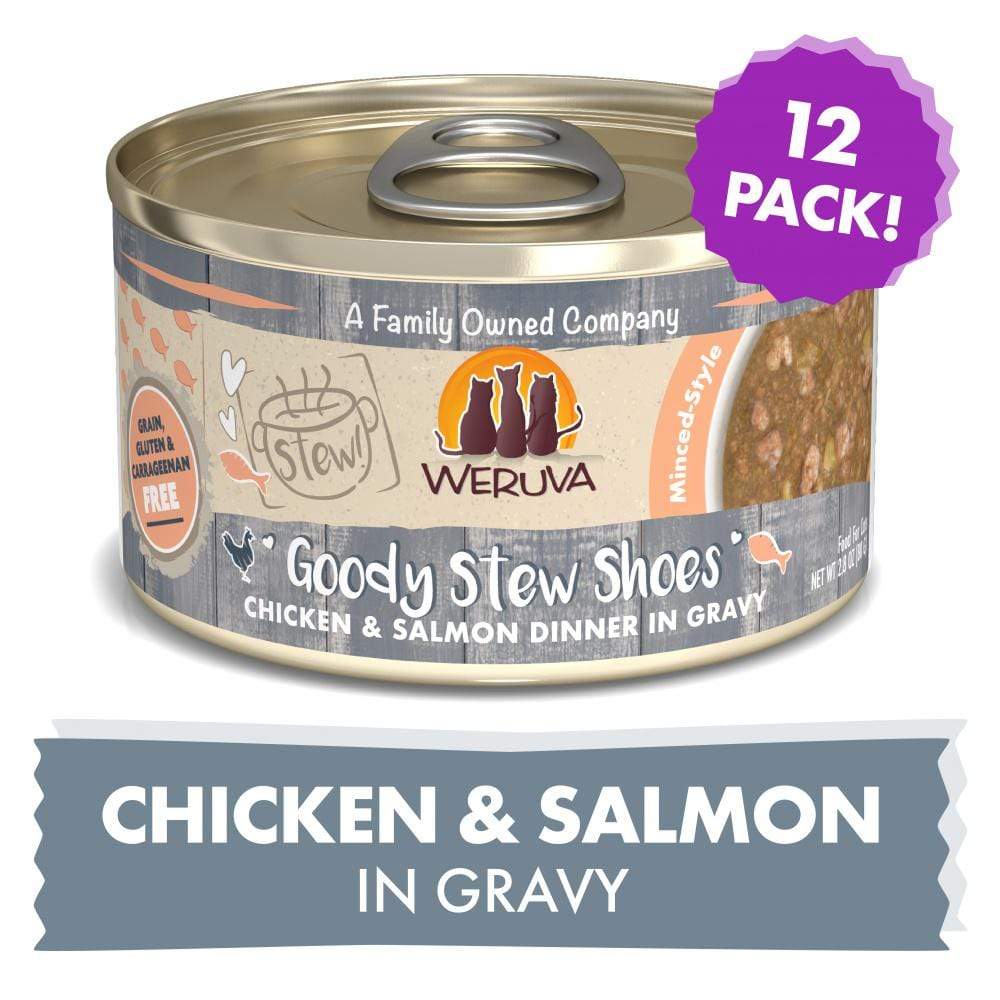 Weruva Classic Cat Stews! Goody Stew Shoes with Chicken and Salmon in Gr