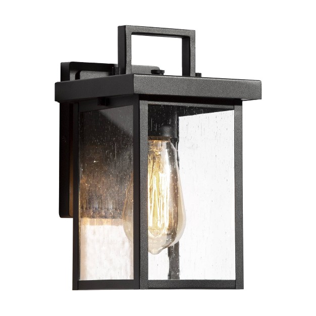 Square Metal glass Outdoor Wall Lamp Black Lnc