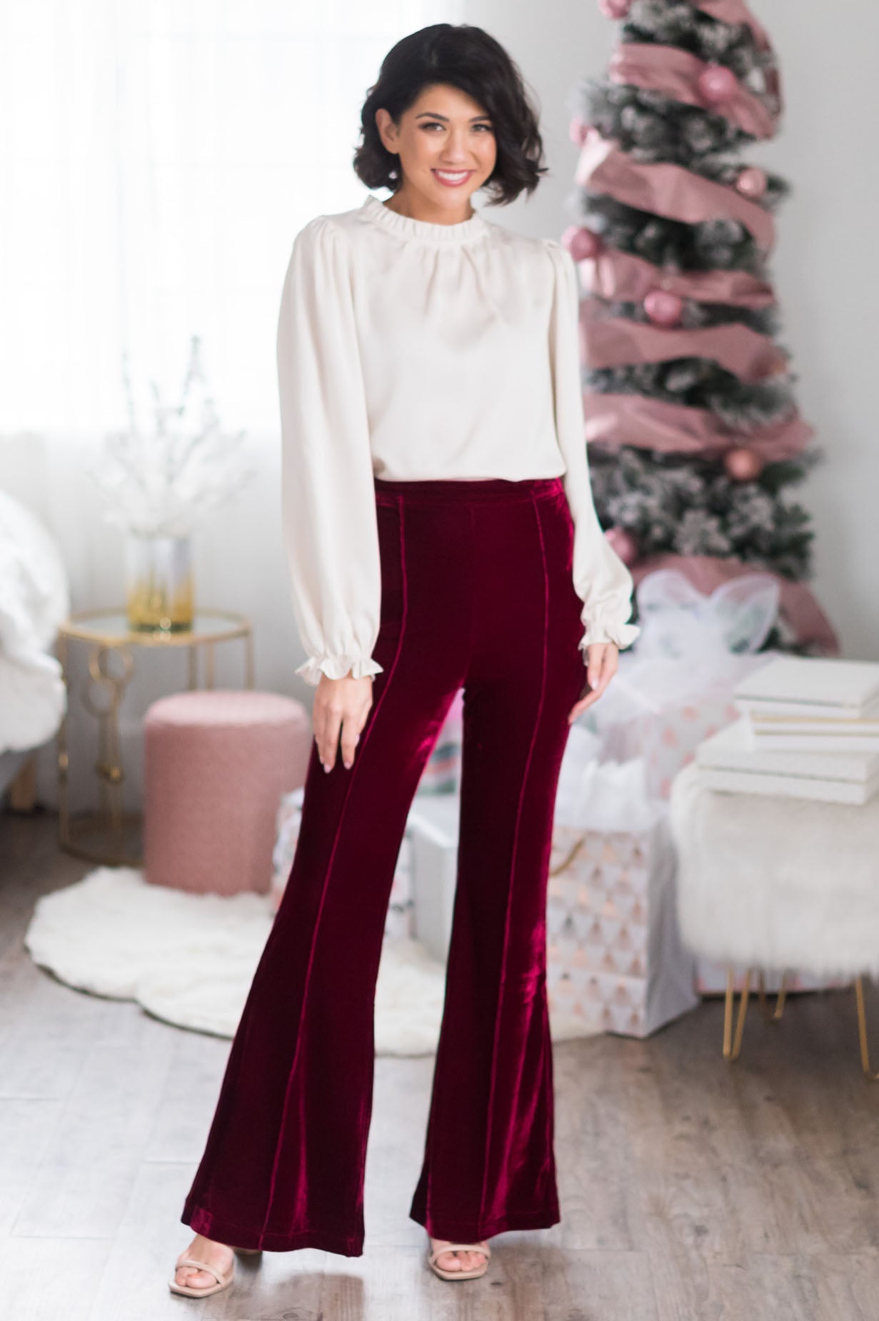 Cheerful Velvet Flare Pants