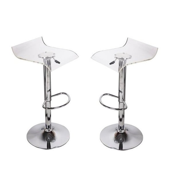 Acrylic Stool with Adjustable Height， Stainless Steel Base， Set of 4