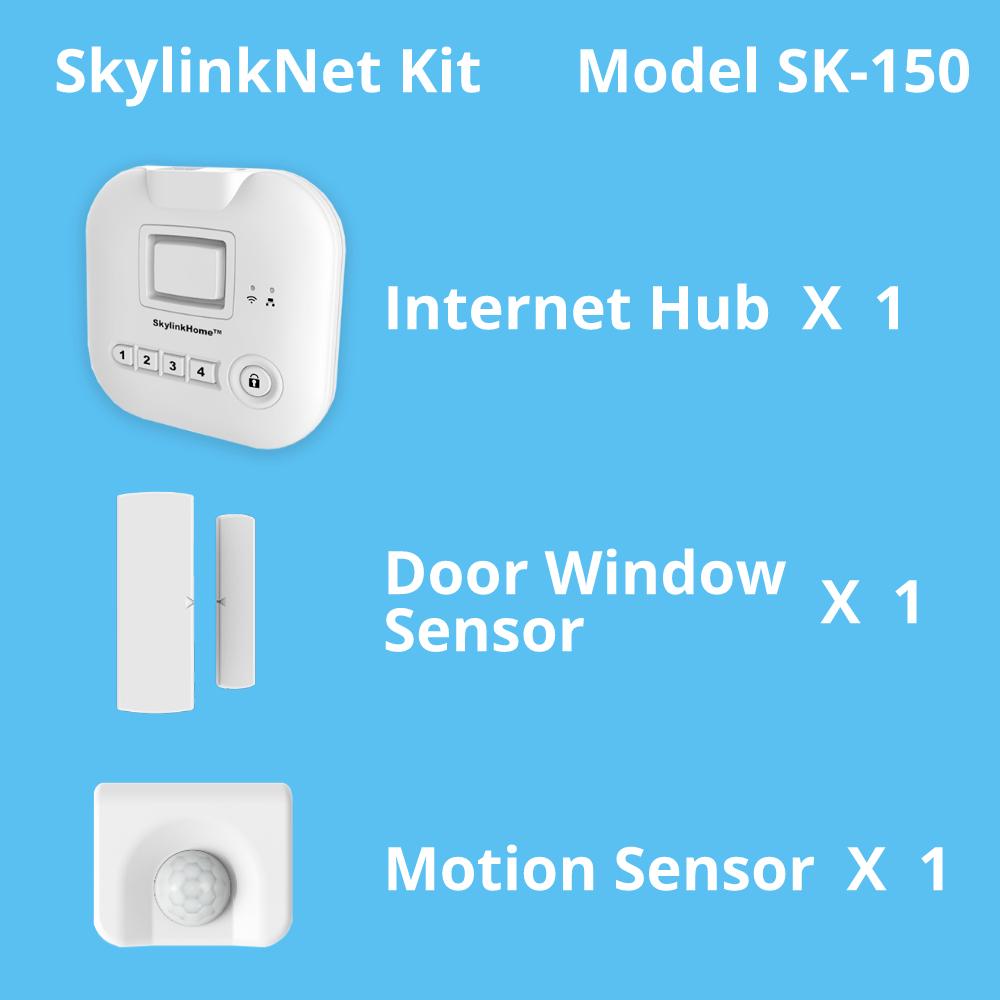 Skylink SK-150 Basic Starter Kit Connected Wireless Alarm Security and Home Automation System， iOS IPhone Android Smartphone， Echo Alexa and IFTTT Compatible with No Monthly Fees