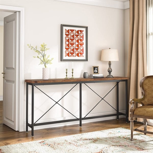 71Inches Extra Long Sofa Console Table， Industrial Narrow Entryway Table