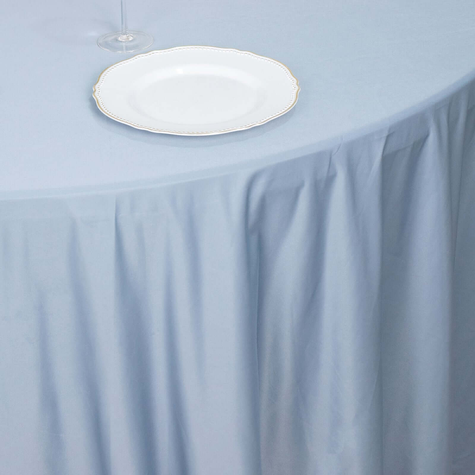 Dusty Blue Premium Scuba Round Tablecloth, Wrinkle Free Polyester Seamless Tablecloth 120