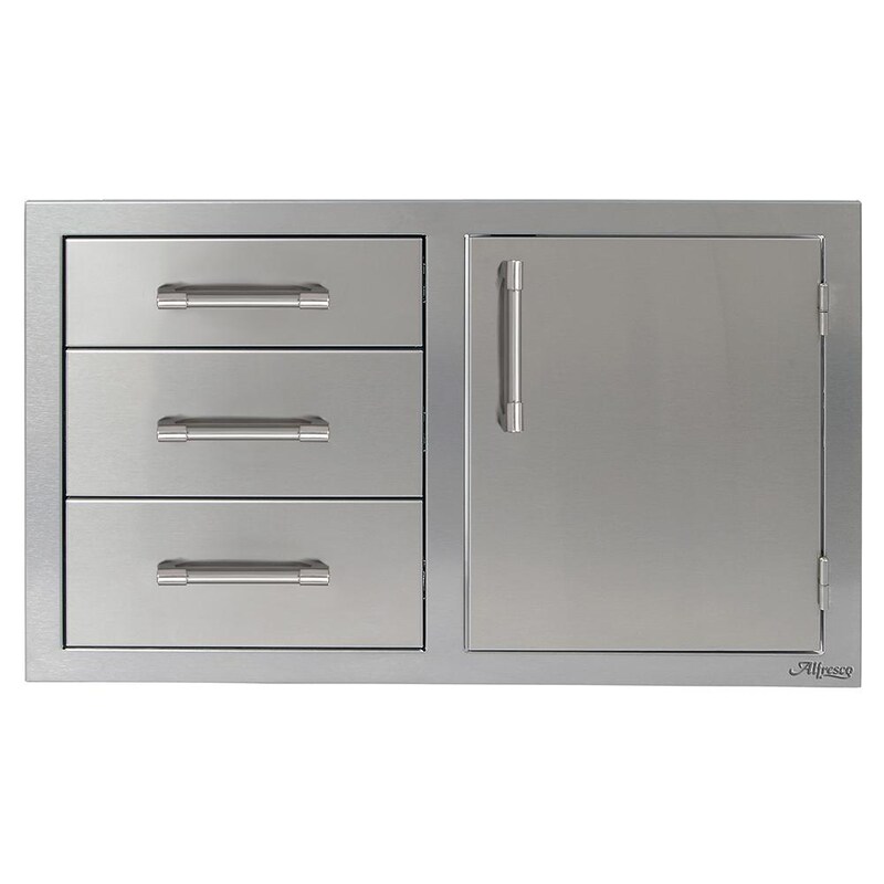 Alfresco 32-Inch Stainless Steel Right-Hinged Soft-Close Door and Triple Drawer Combo