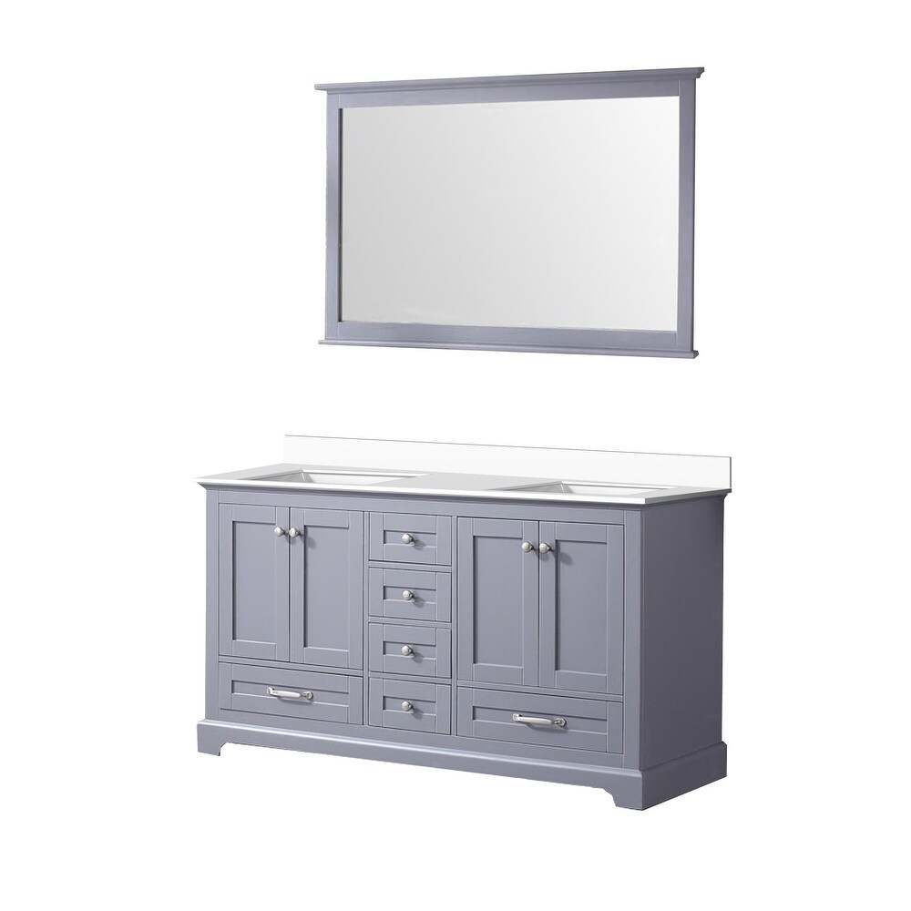 Dukes 60 in. W x 22 in. D White Double Bath Vanity  Cultured Marble Top  and 58 in. Mirror