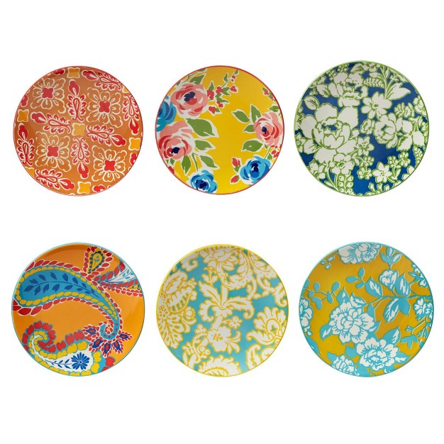 Set Of 6 Damask Floral Assorted Salad Plates Certified International