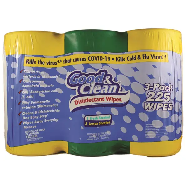 Good and Clean 225-Count 3-Pack Disinfecting Wipes Lemon/Fresh/Lemon Scent