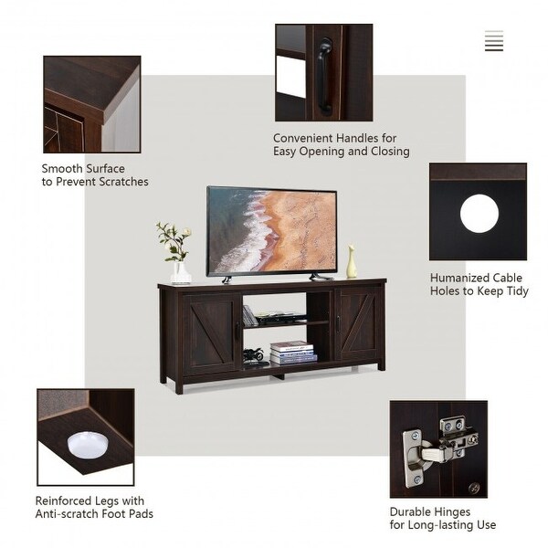 59 Inches TV Stand Media Console Center with Storage Cabinet - 59