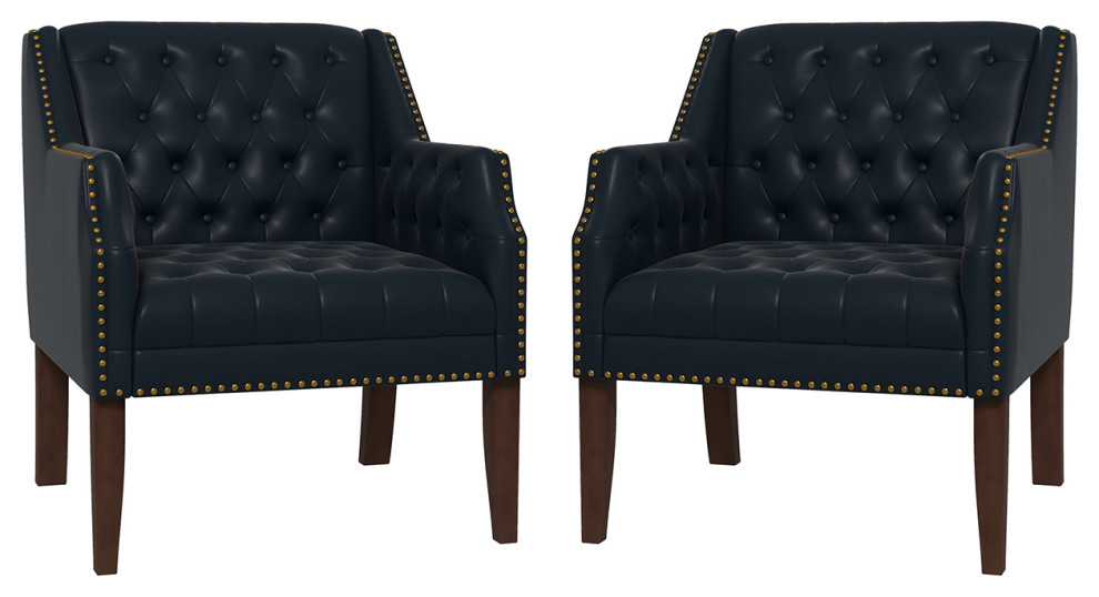 Vegan Leather Armchair  Set of 2   Transitional   Armchairs And Accent Chairs   by Karat Home  Houzz