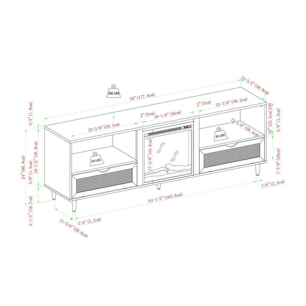 Middlebrook 70 inch Rattan Door TV Stand