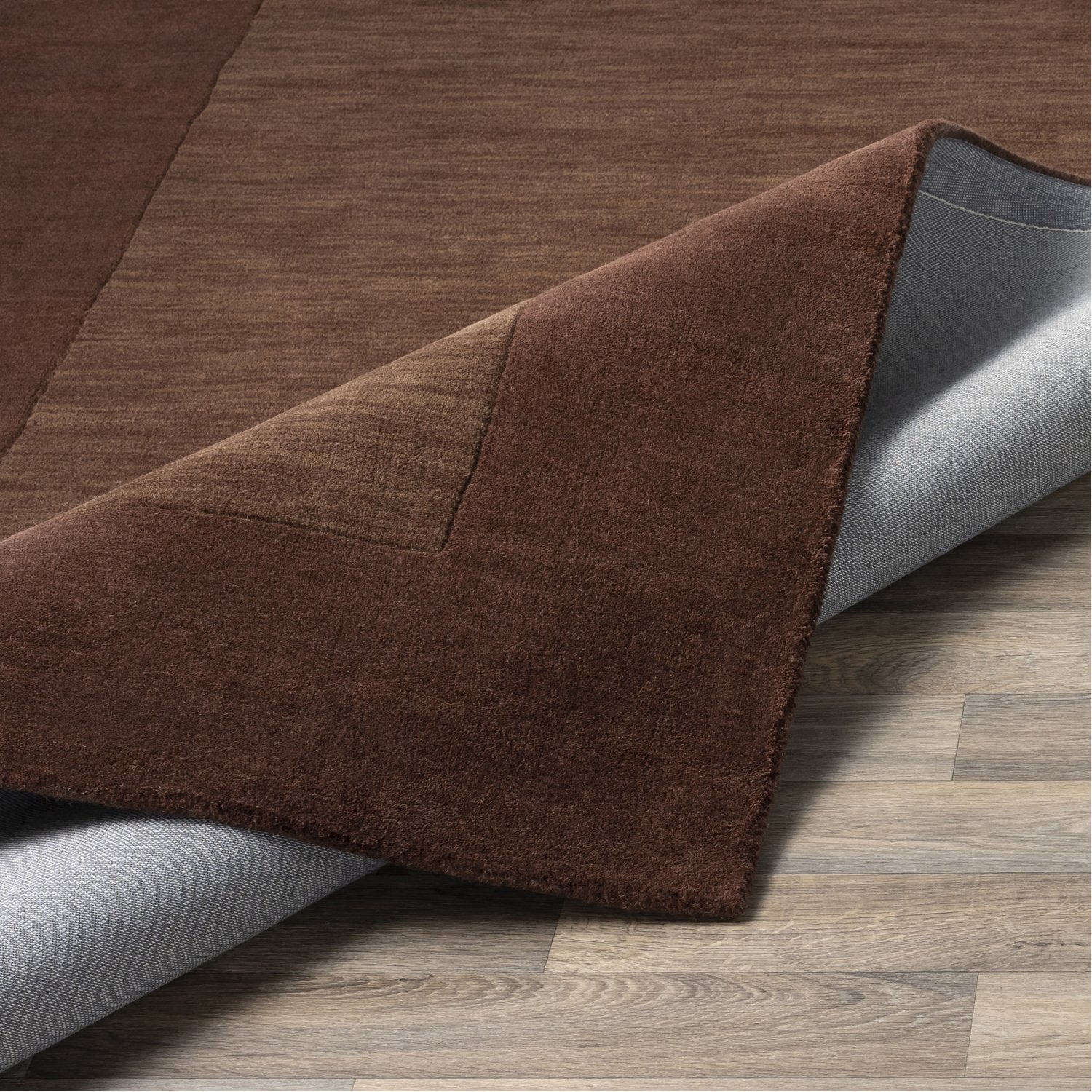 Mystique Collection Wool Area Rug in Dark Chocolate and Brown