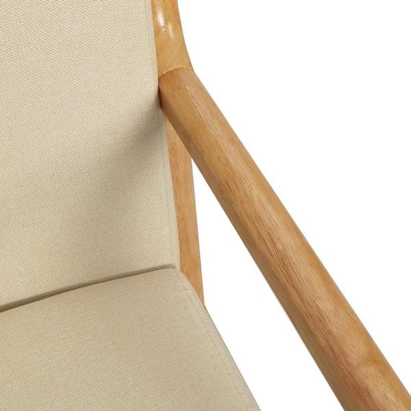 Linen Accent Chairs with Wood Legs - Upholstered Lounge Arm Chairs