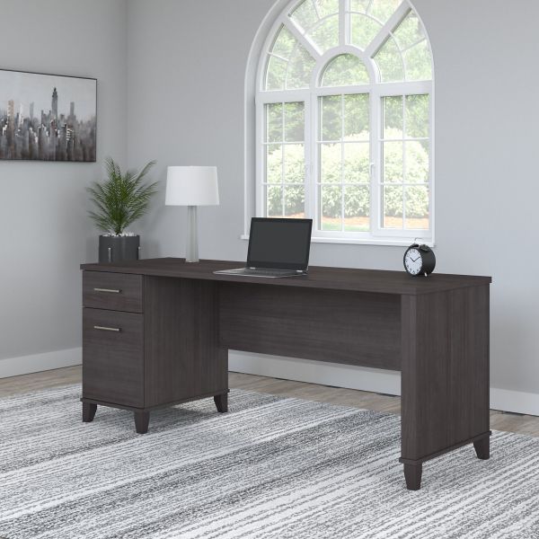 Bush Furniture Somerset 72W Office Desk with Drawers in Storm Gray