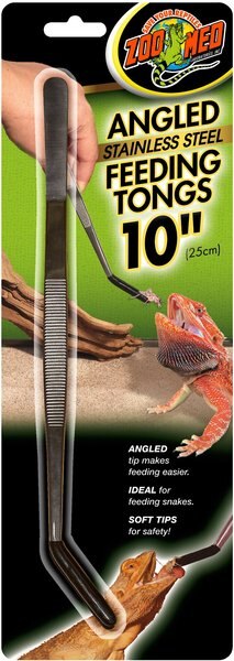 Zoo Med Angled Stainless Steel Reptile Feeding Tongs， 10-in