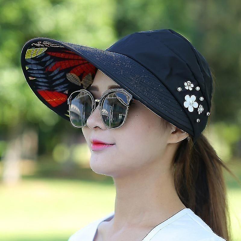 Women Lady Sunhat Beach Hat Uv Protection Anti-uv Casual Visors Foldable Cap For Outdoor