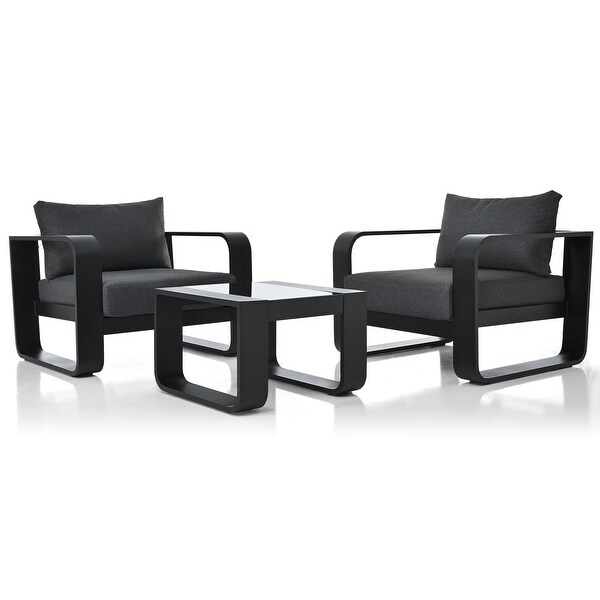 3Pieces Aluminum Frame Patio Outdoor Chair，Conversation Sets