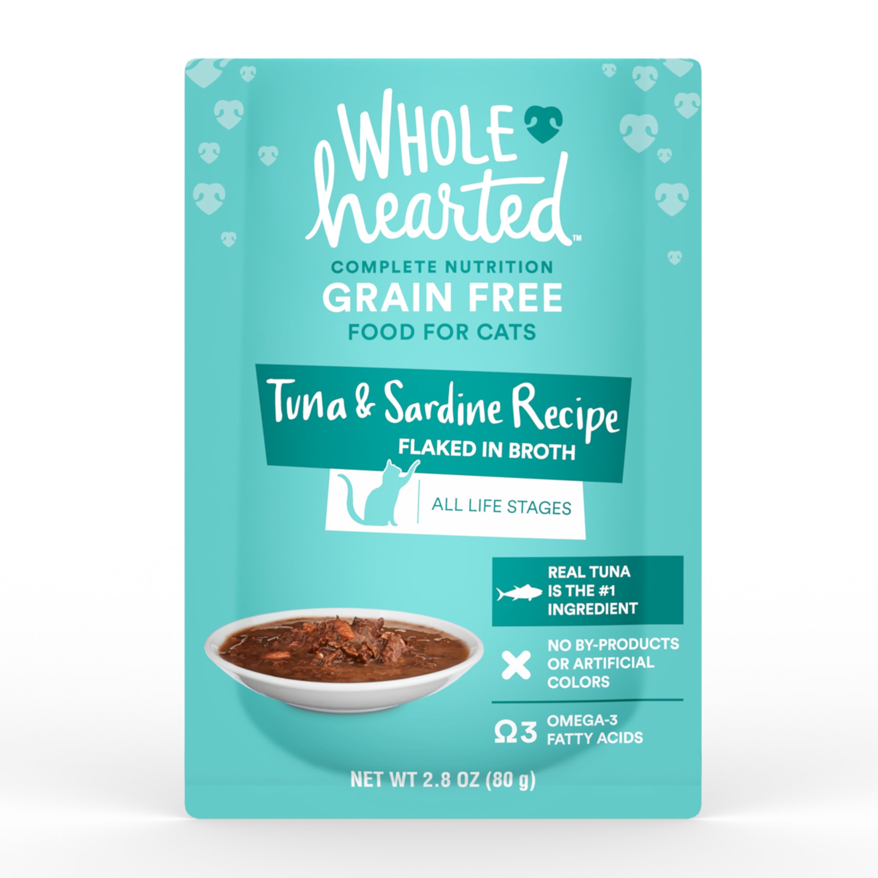 WholeHearted Grain Free Tuna  Sardine Recipe Flaked in Broth Wet Cat Food， 2.8 oz.， Case of 12