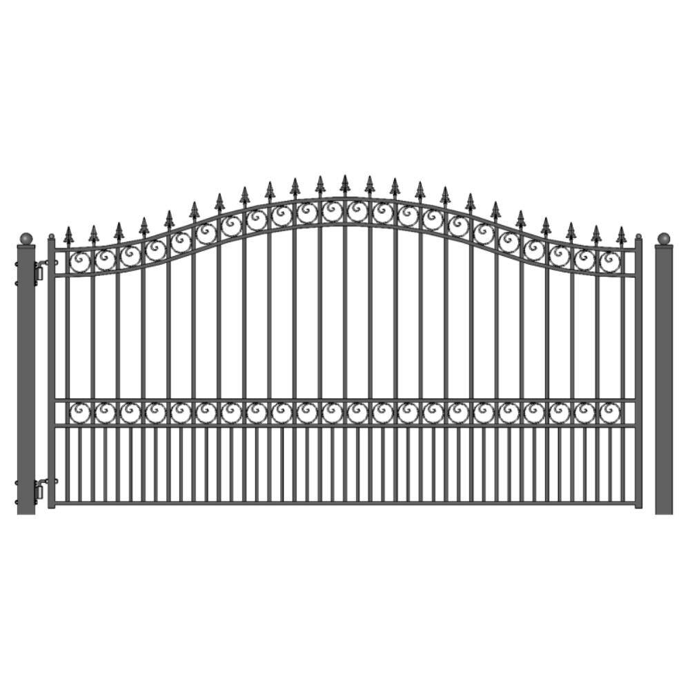 ALEKO London Style 12 ft. x 6 ft. Black Steel Single Swing Driveway Fence Gate DG12LONSSW-HD