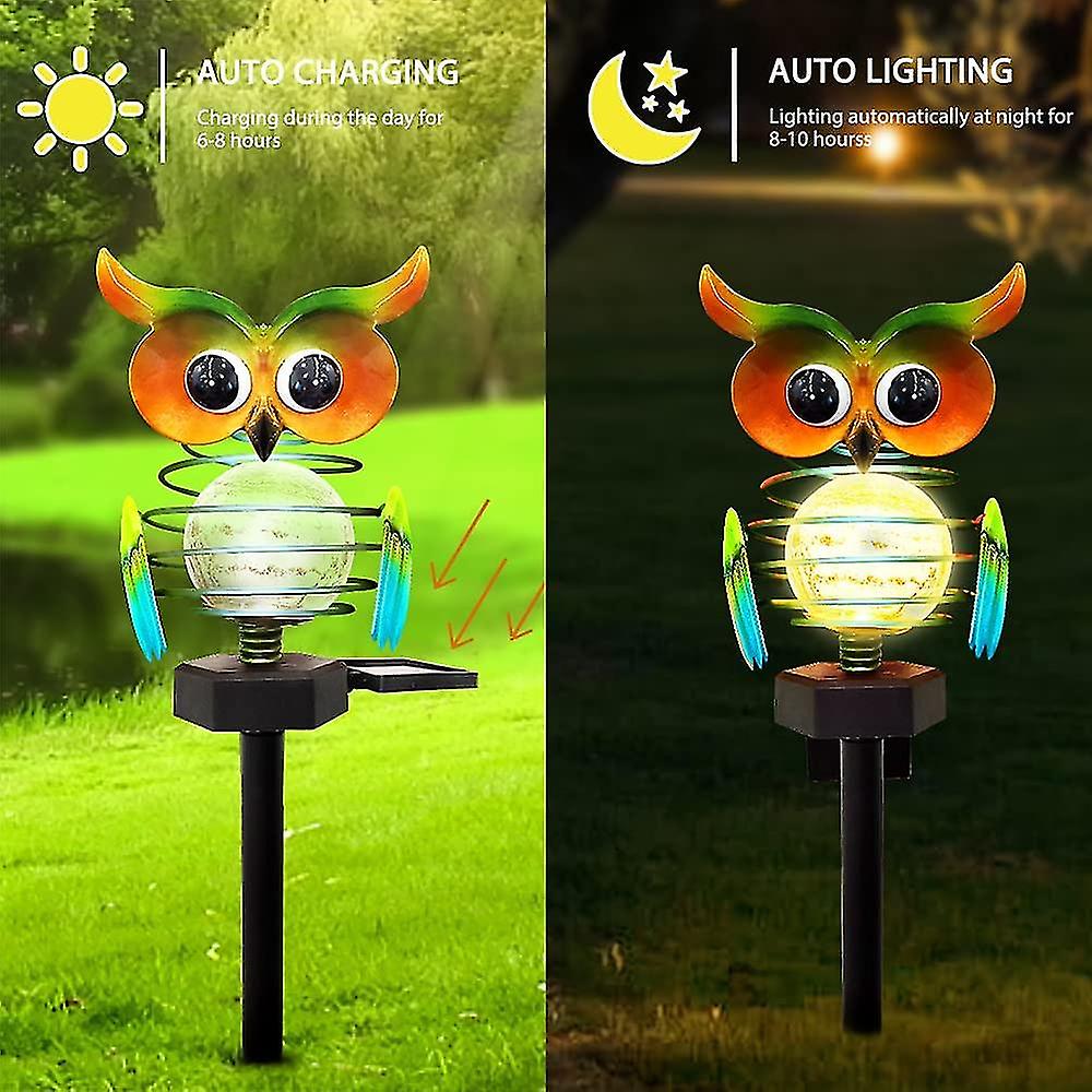 Solar Garden Lights Outdoor， Solar Owl Lights Waterproof Decor， Garden Stake Lights Powered