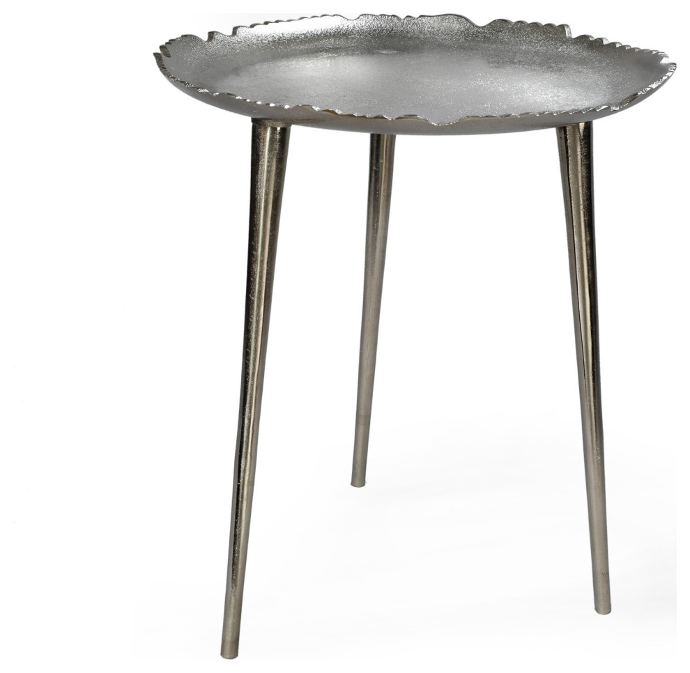 Aluminum Nickel Round Side Table  Sold Individually  19 quotx16 quot  Midcentury   Side Tables And End Tables   by Serene Spaces Living  Houzz