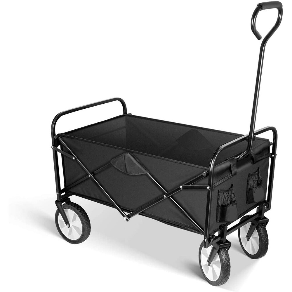 Heavy Duty Folding Portable Hand Cart with Removable Canopy  8 in. Wheels  Adjustable Handles and Double Fabric for Camping