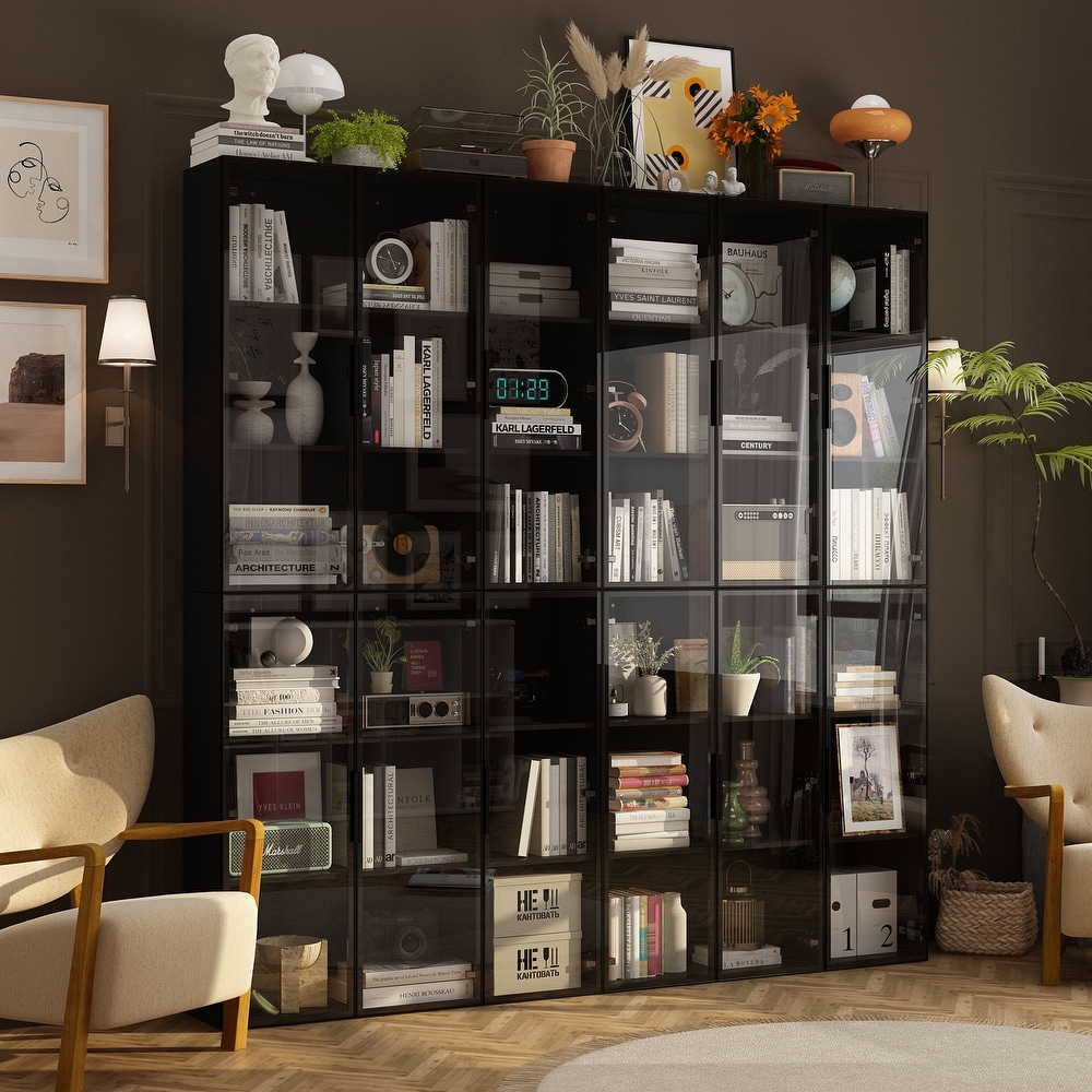 Large Modern Modular Storage Cabinet with Lighting Curio Display