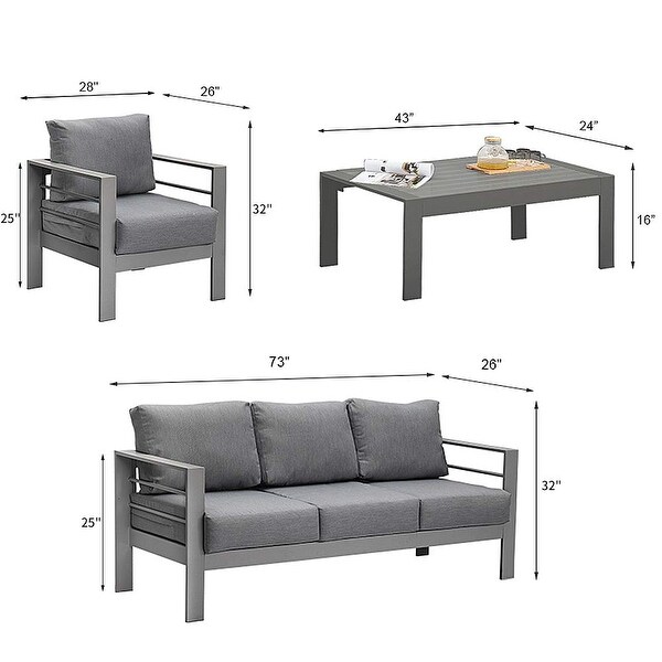 Royalcraft 4 Piece Aluminum Outdoor Patio Furniture Set