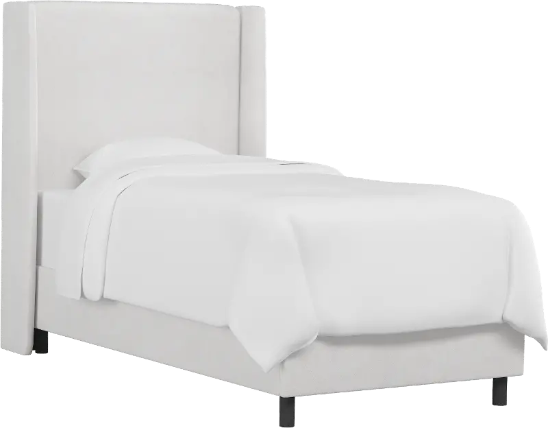 Sloane Velvet White Curved Wingback Twin Bed - Skyline Furniture