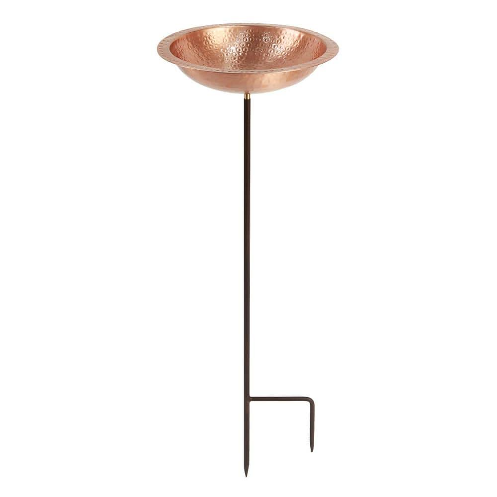 Achla Designs 39.25 in. Tall Satin Copper Hammered Solid Copper Birdbath with Stake BBHC-02T-S