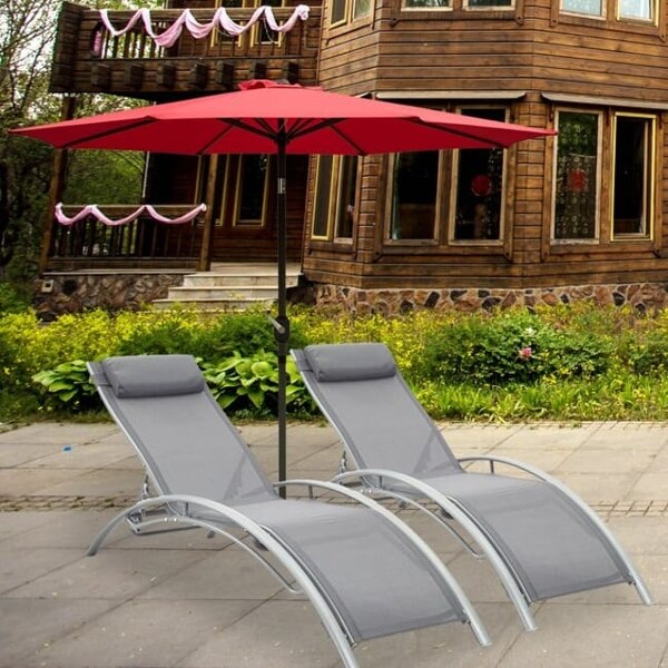 2-Piece Aluminum Outdoor Chaise Lounge