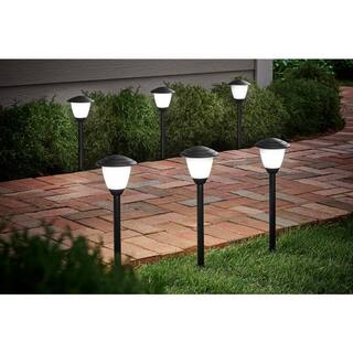 Hampton Bay Lamar Park Low Voltage Black Integrated LED Path Lights with Easy Clip Connectors (6-Pack) L08207