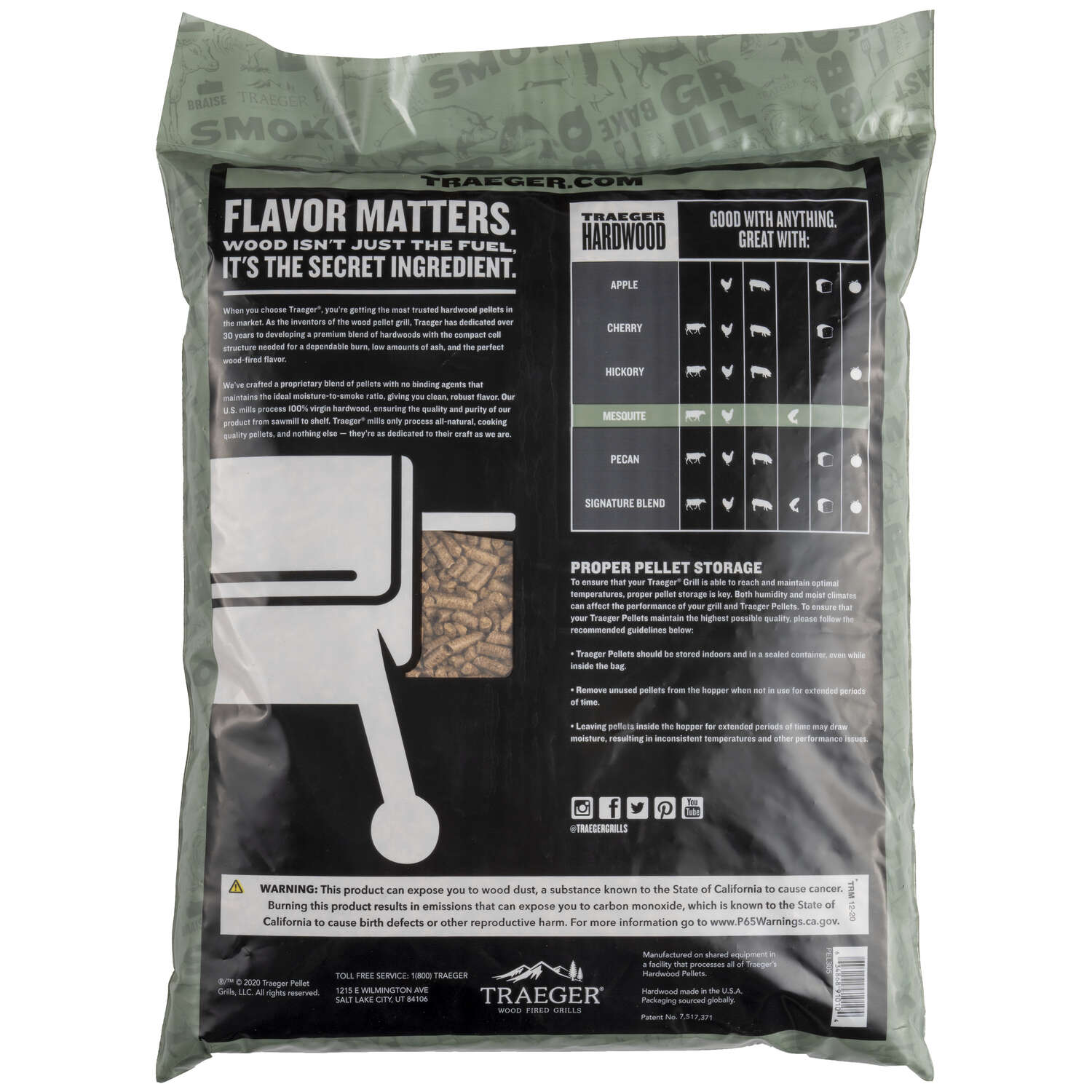 Traeger Premium All Natural Mesquite BBQ Wood Pellet 20 lb