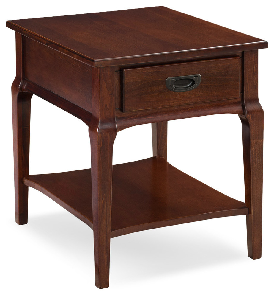 Leick Home Stratus Drawer End Table in Heartwood Cherry   Transitional   Side Tables And End Tables   by Homesquare  Houzz