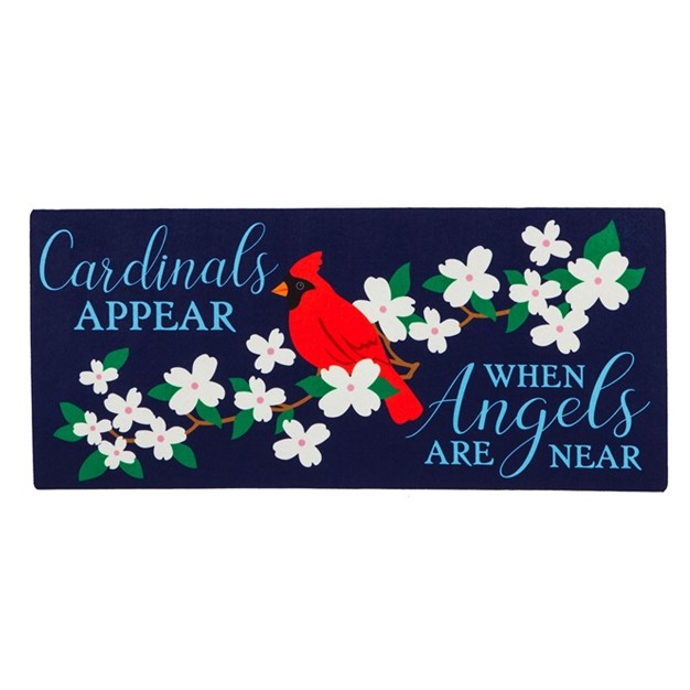 Evergreen Cardinals Appear Insert Mat One Mat 25 Inches Door Step Red Bird Angel 431628 Rubber Blue