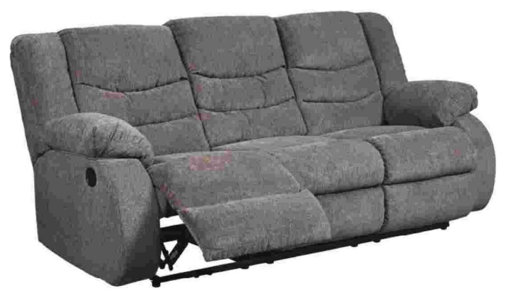 Reclining Sofa With Pull Tab Reclining Motion  Gray   Transitional   Sofas   by VirVentures  Houzz