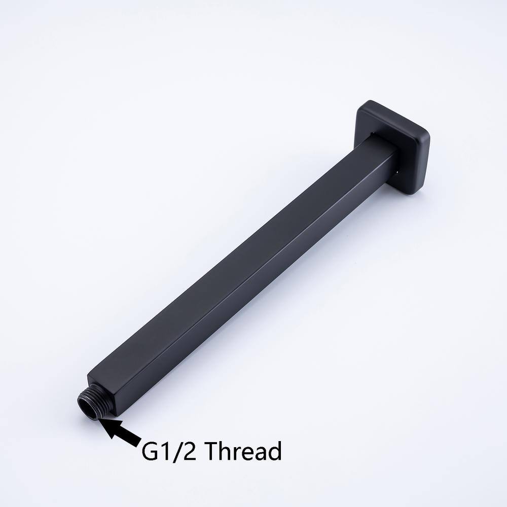 RAINLEX 8 in. Square Ceiling Mount Shower Arm and Flange in Matte Black L3H-200