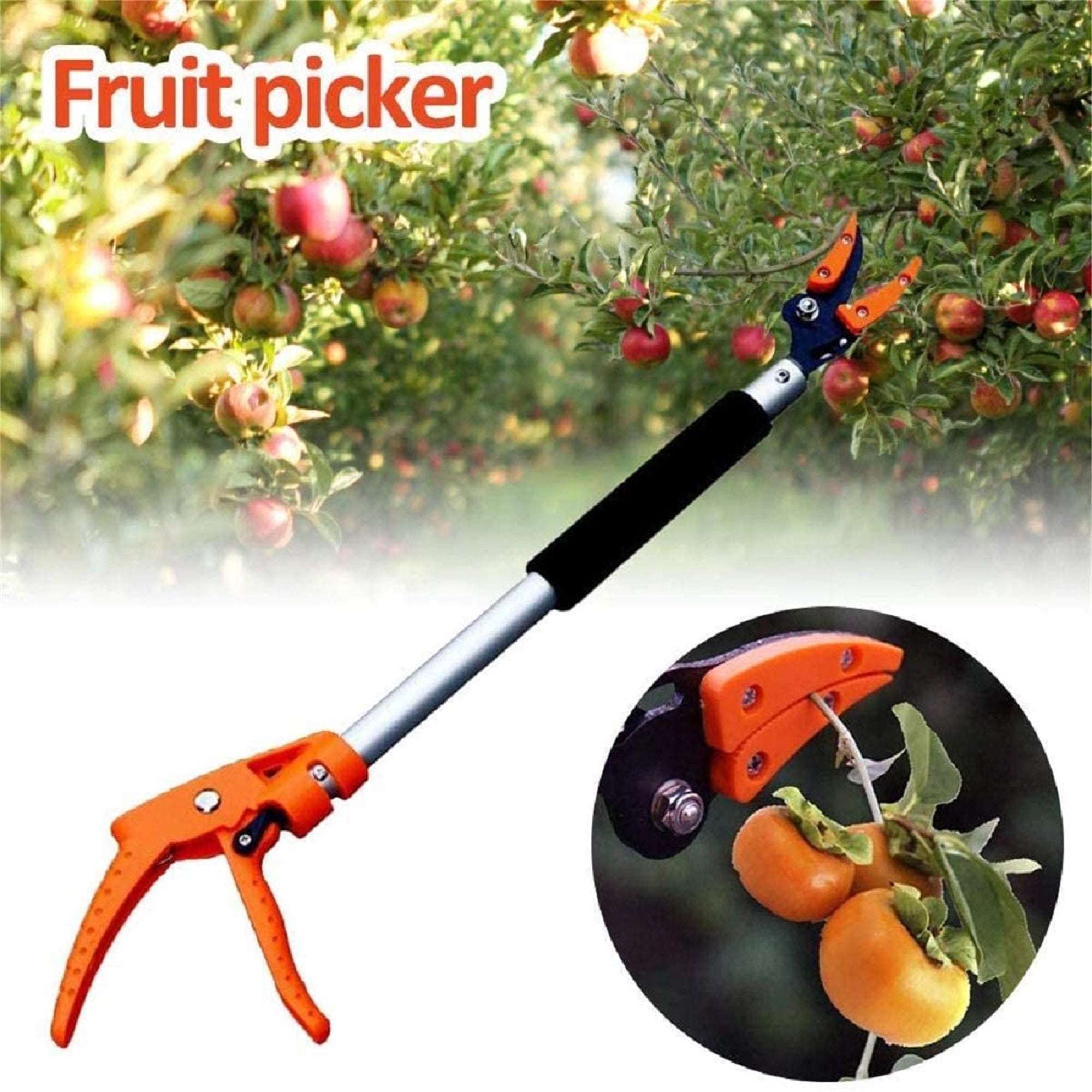 Seyurigaoka Long Handle Telescopic Fruit Picker, Practical Tree Reach Pruner